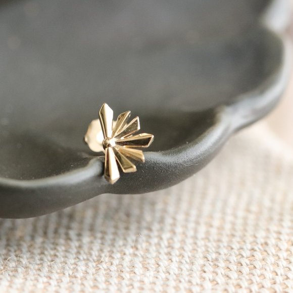 14K Solid White Gold Sunstar Earrings - "Morning Light" - Picture 8 of 10